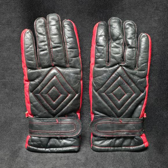 Vintage ARIS Red & Black SOFTAN Winter Weather Snow Ski Gloves Men's Small - Picture 7 of 16